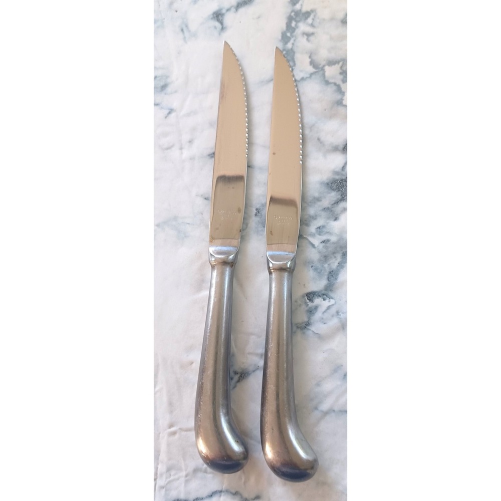 Japan Stainless Steel Hollow Handle Dinner Knives 2pc Pistol Grip Replacement